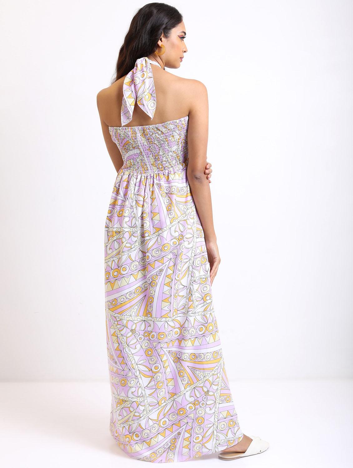 lavender printed a-line dress - 21375936 - Standard Image - 2