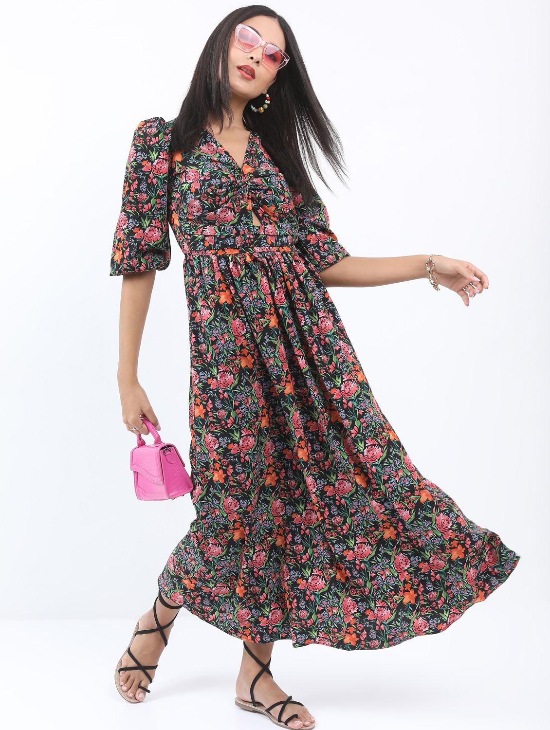 multicolored printed a-line dress - 21375943 - Standard Image - 2