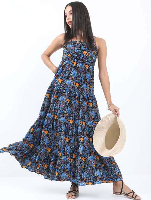 multicolored printed a-line dress - 21375944 - Standard Image - 0