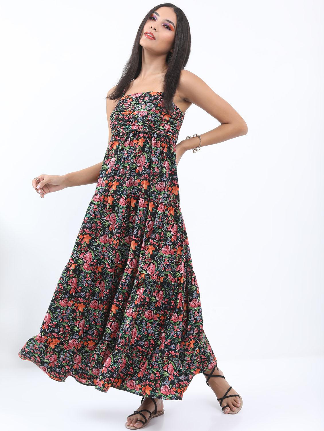 multicolored printed a-line dress - 21375945 - Standard Image - 2