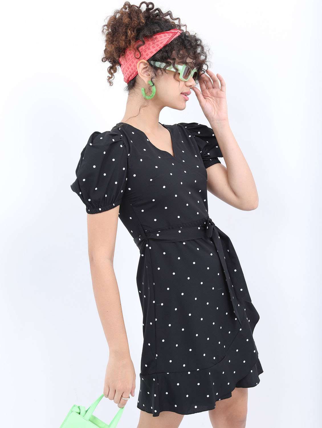 black polka dot a-line dress - 21376006 -  Standard Image - 2