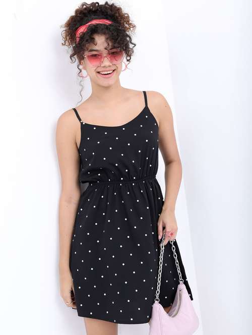 black polka dot a-line dress - 21376007 -  Standard Image - 0