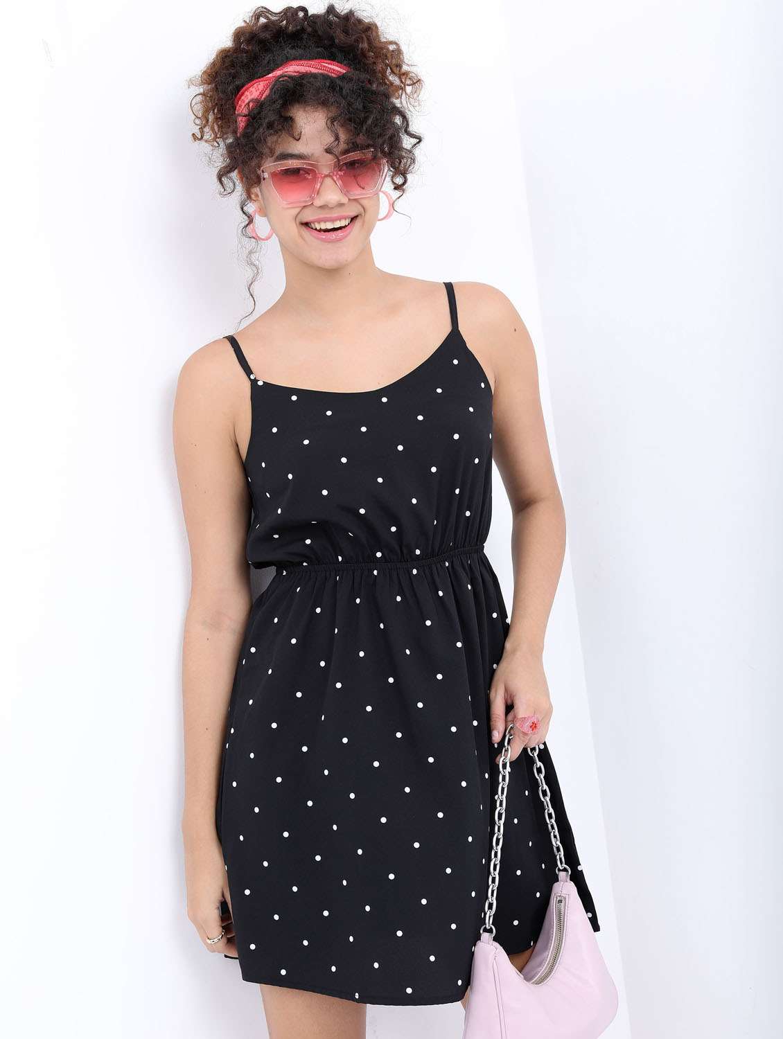 black polka dot a-line dress - 21376007 -  Zoom Image - 0