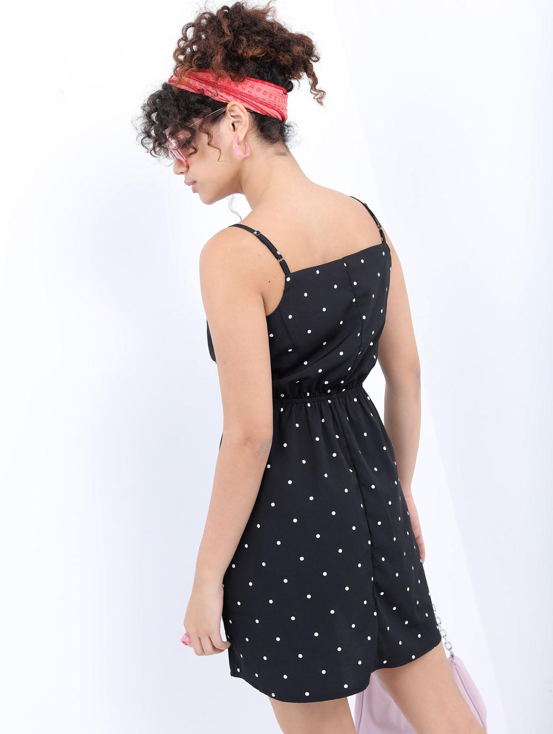 black polka dot a-line dress - 21376007 - Standard Image - 2