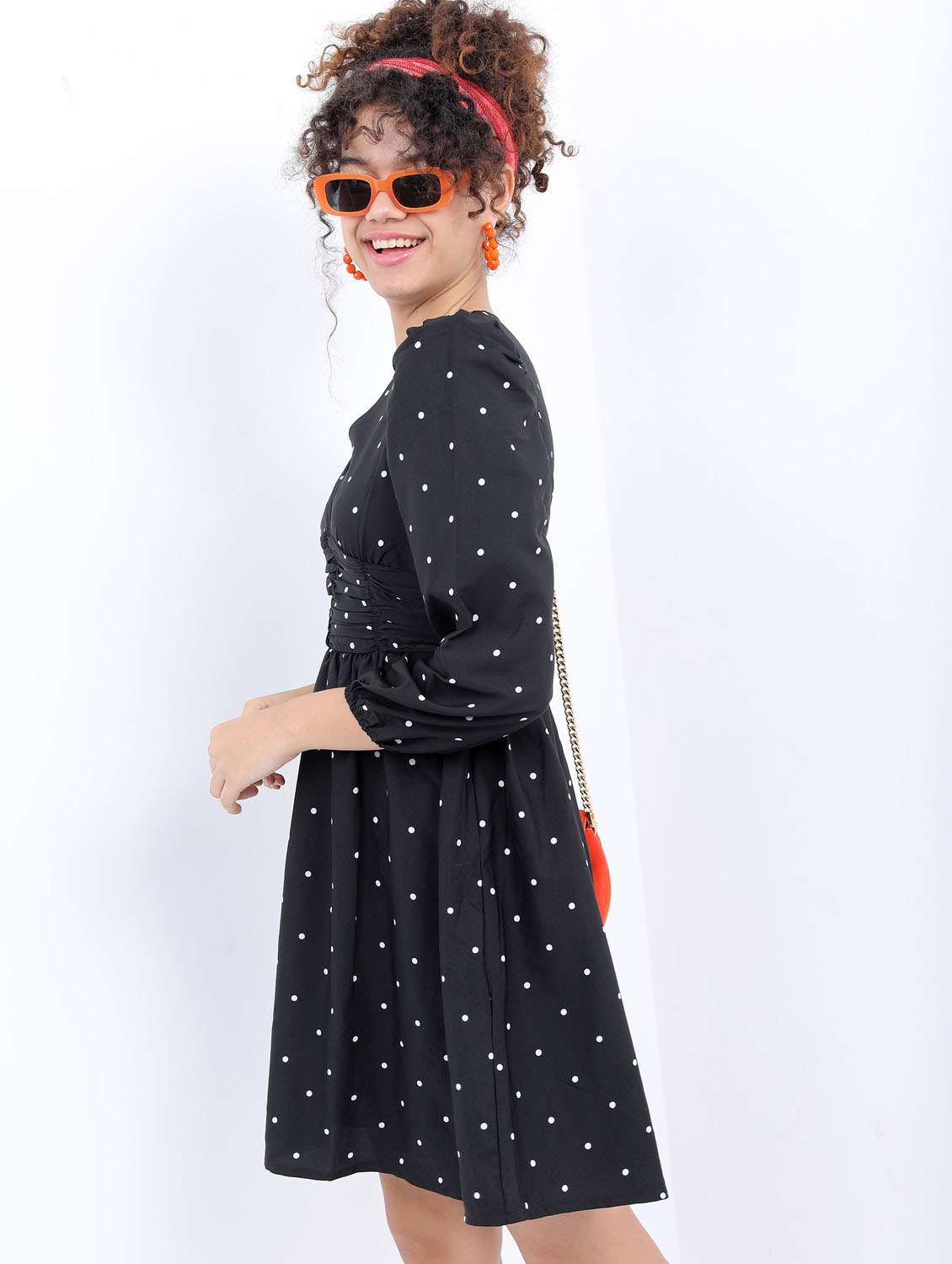 black polka dot a-line dress - 21376008 -  Standard Image - 2
