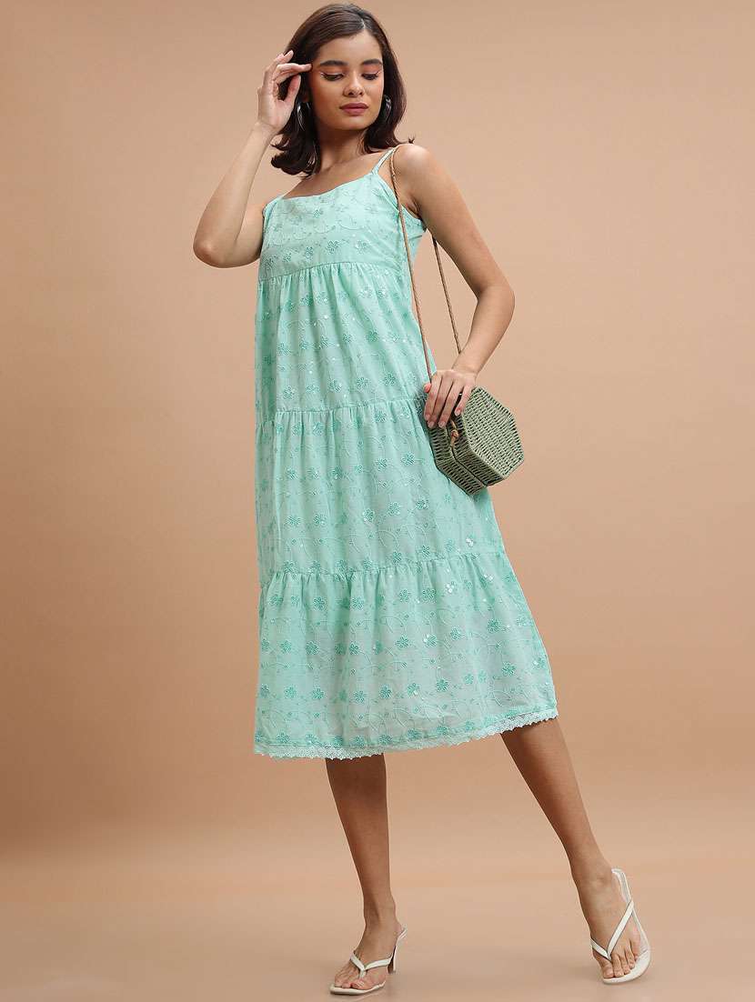 green polka dot a-line dress