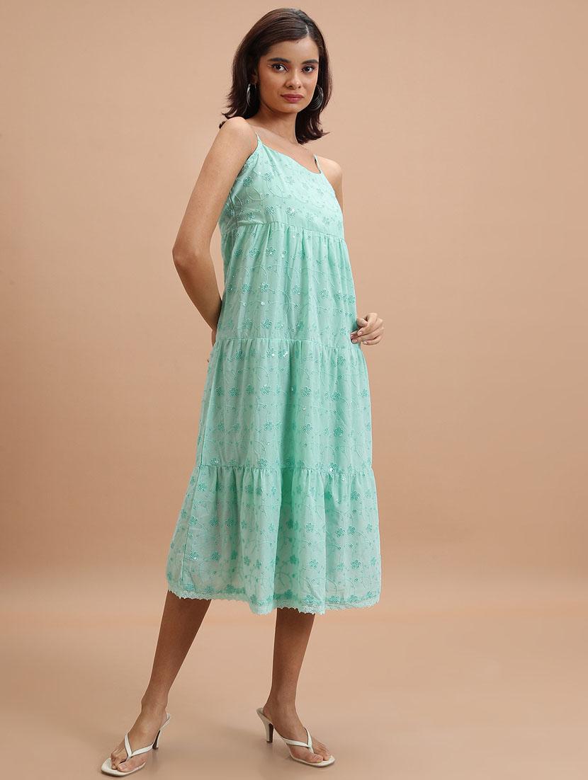 green polka dot a-line dress - 21376011 - Standard Image - 2