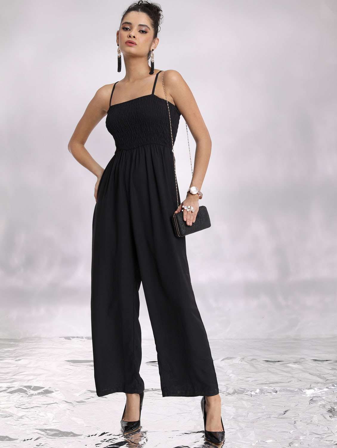women solid full leg jumpsuit