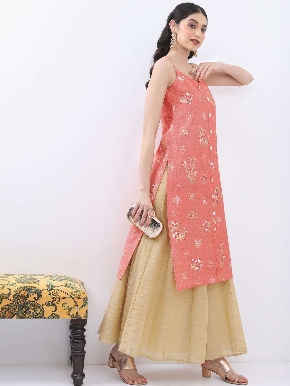 women pink cotton blend straight kurta - 21376106 -  Standard Image - 2
