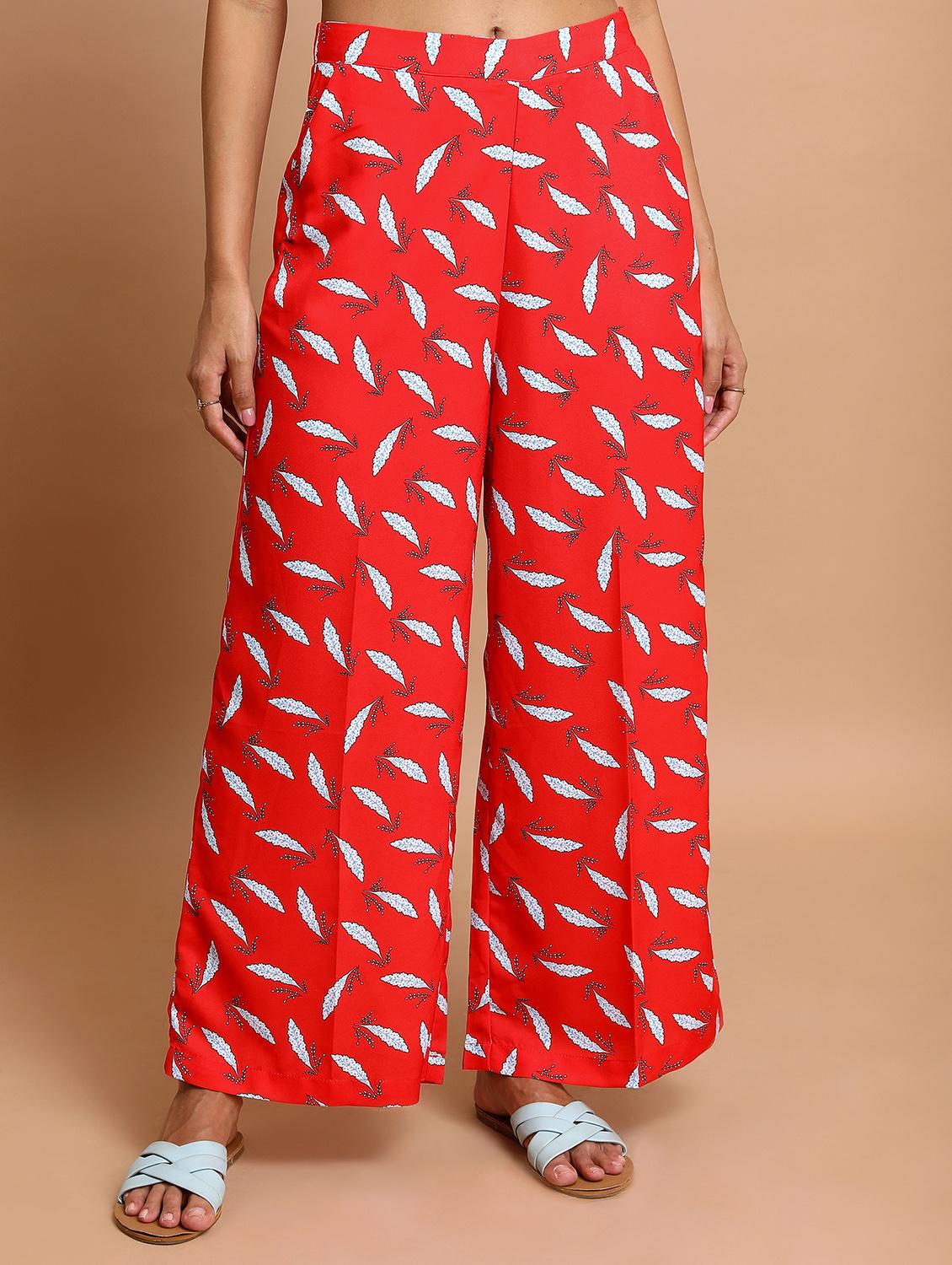 women printed wide leg trouser - 21376198 - Standard Image - 2