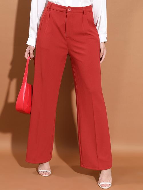 women solid high rise tailored trouser - 21376212 -  Standard Image - 0