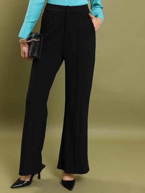 women solid high rise tailored trouser - 21376214 - Standard Image - 0