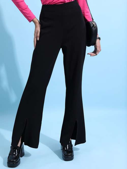 women black solid bootcut trouser - 21376231 -  Standard Image - 0