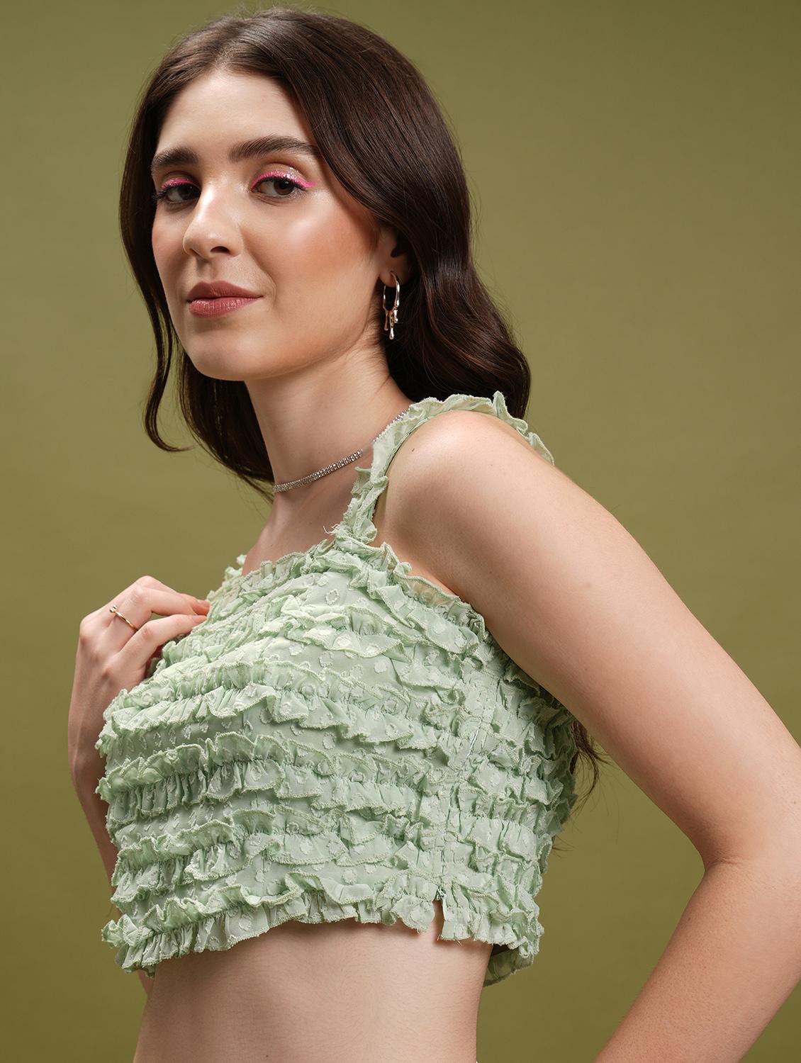 green self-designed crop top - 21376242 - Standard Image - 2