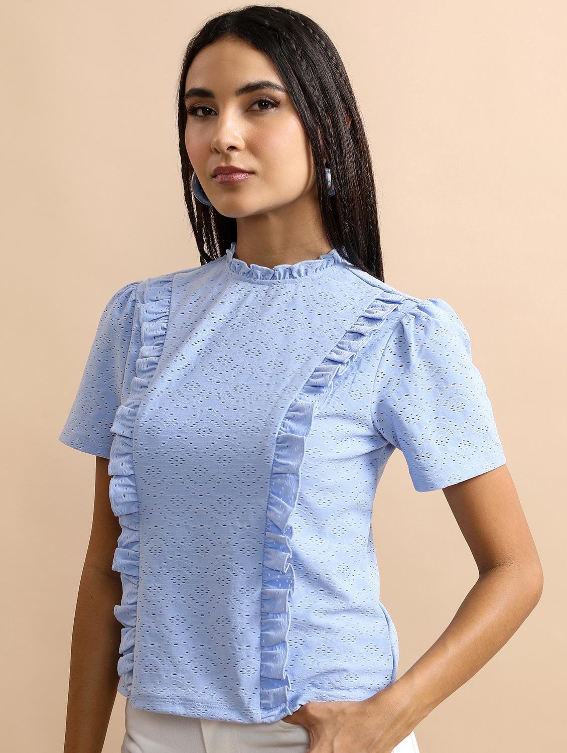 light blue schiffli regular top - 21376254 - Standard Image - 2