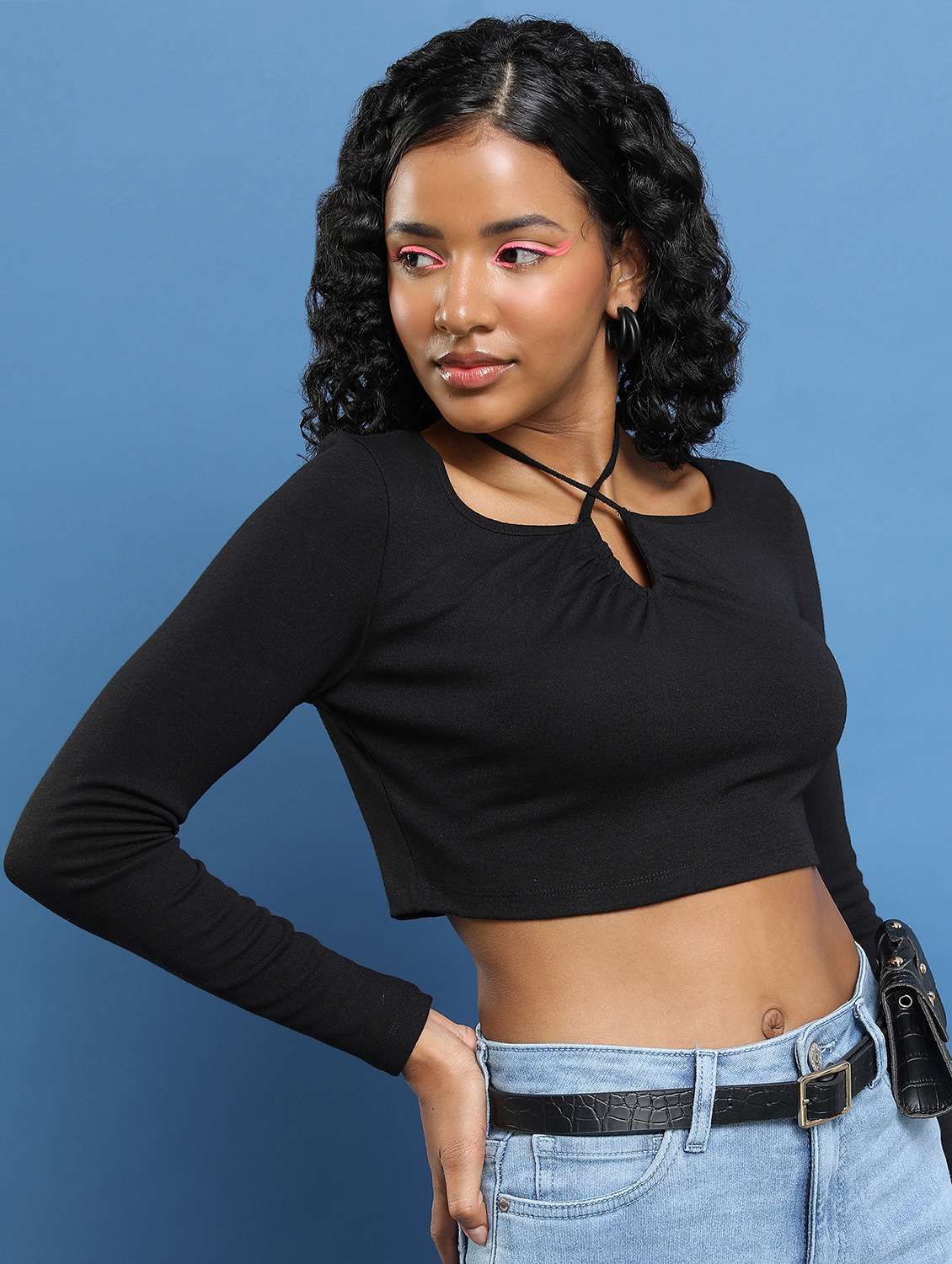 women black cotton blend regular top - 21376265 -  Standard Image - 2