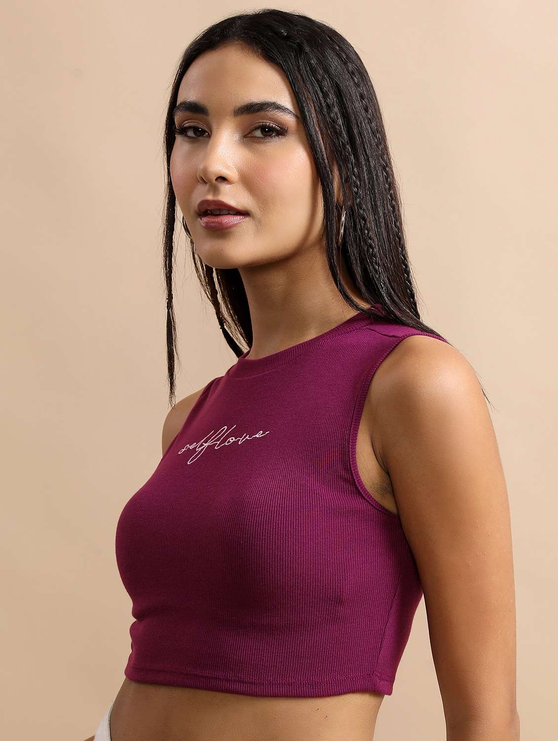 women chest print cotton crop top - 21376278 -  Standard Image - 2