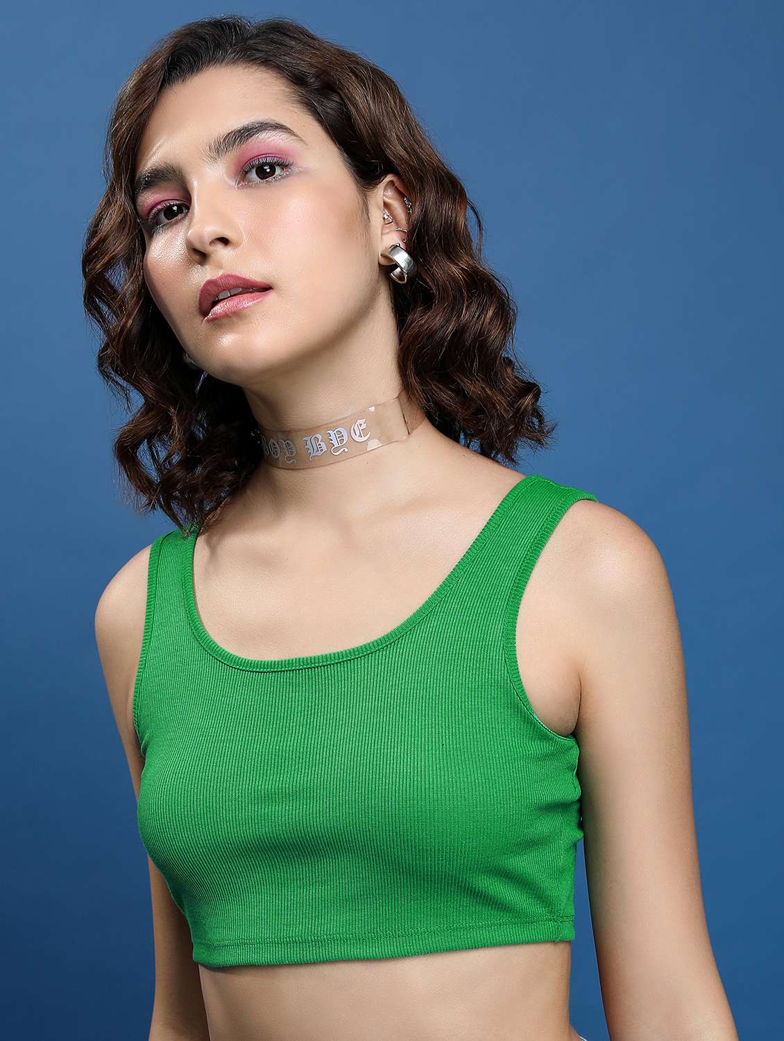 women solid sleeveless crop top - 21376285 -  Standard Image - 2