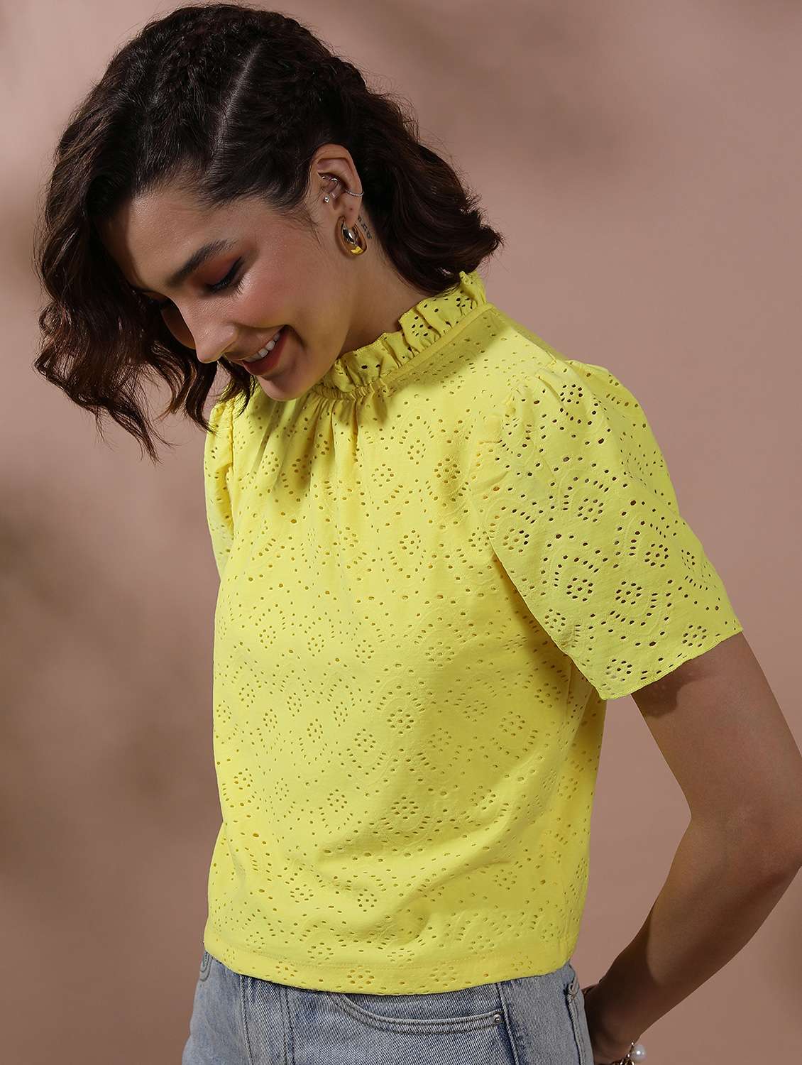 yellow self-designed regular top - 21376306 - Standard Image - 2