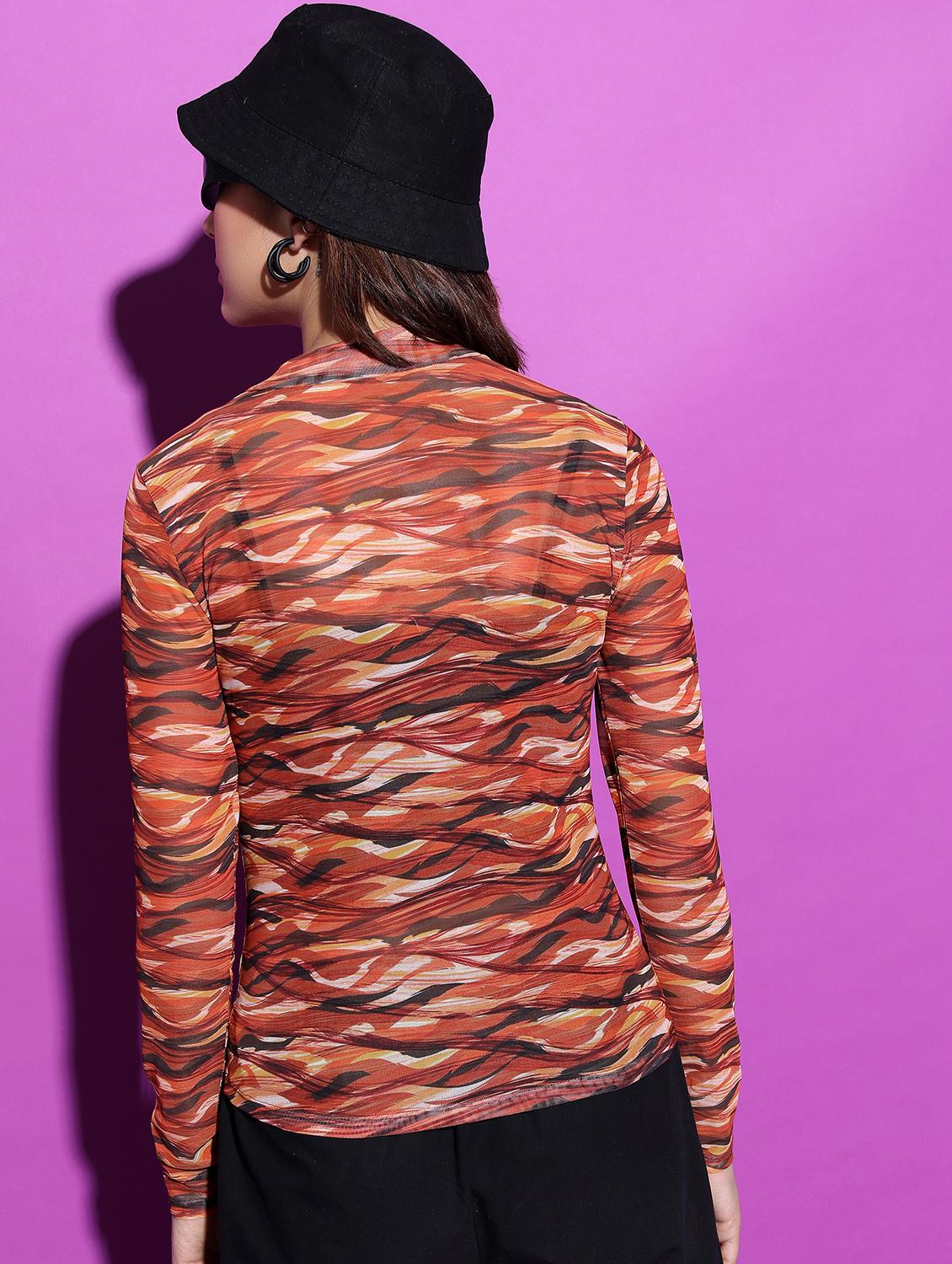 orange printed regular top - 21376364 - Standard Image - 2