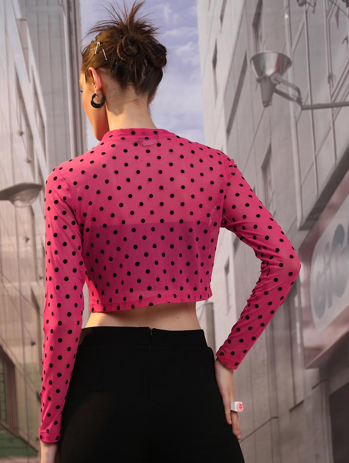 women pink cotton blend crop top - 21376368 - Standard Image - 2