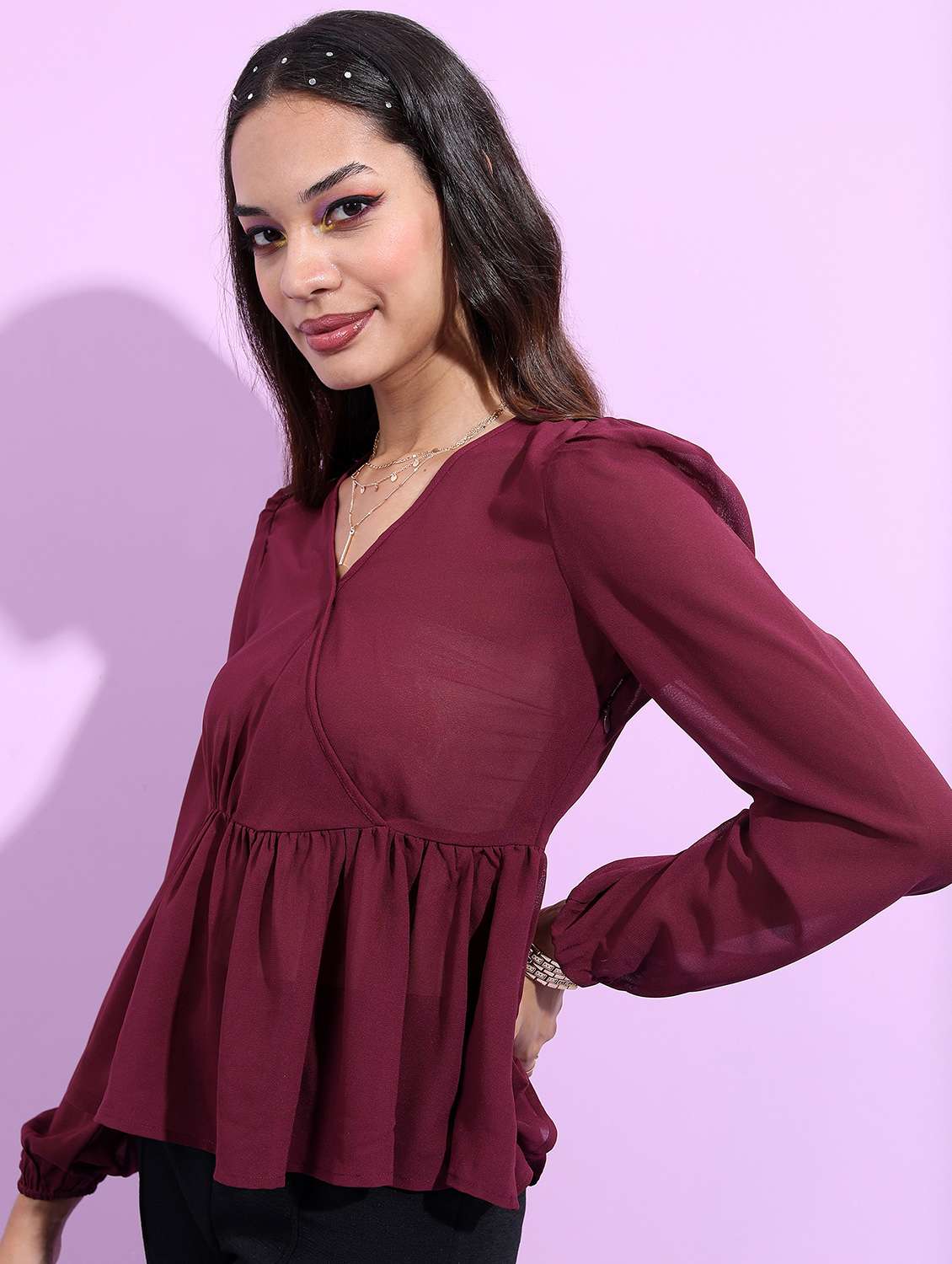 burgundy solid regular top - 21376425 -  Standard Image - 2