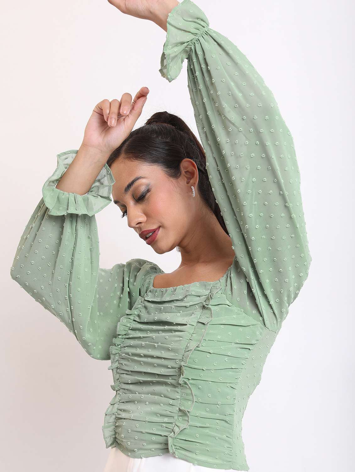 green self-designed crop top - 21376427 -  Standard Image - 2