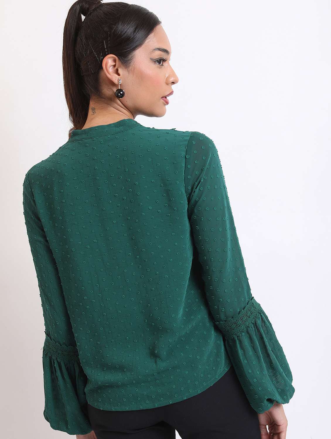 women green cotton blend regular top - 21376430 - Standard Image - 2