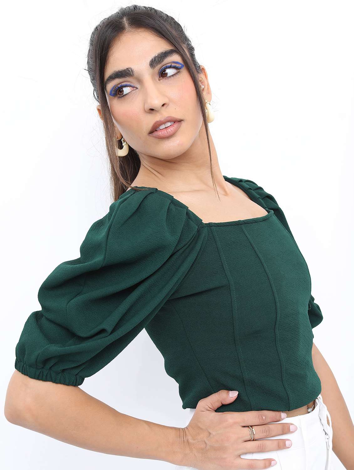green solid crop top - 21376493 -  Standard Image - 2