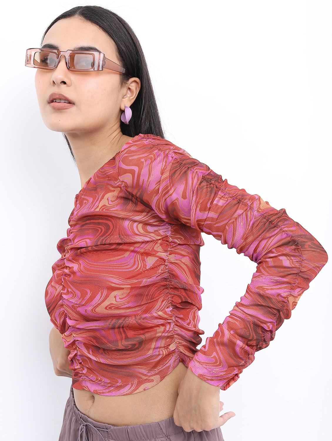 multicolored abstract printed crop top - 21376501 - Standard Image - 2