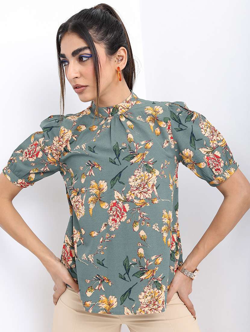 women green cotton blend regular top - 21376511 - Standard Image - 2