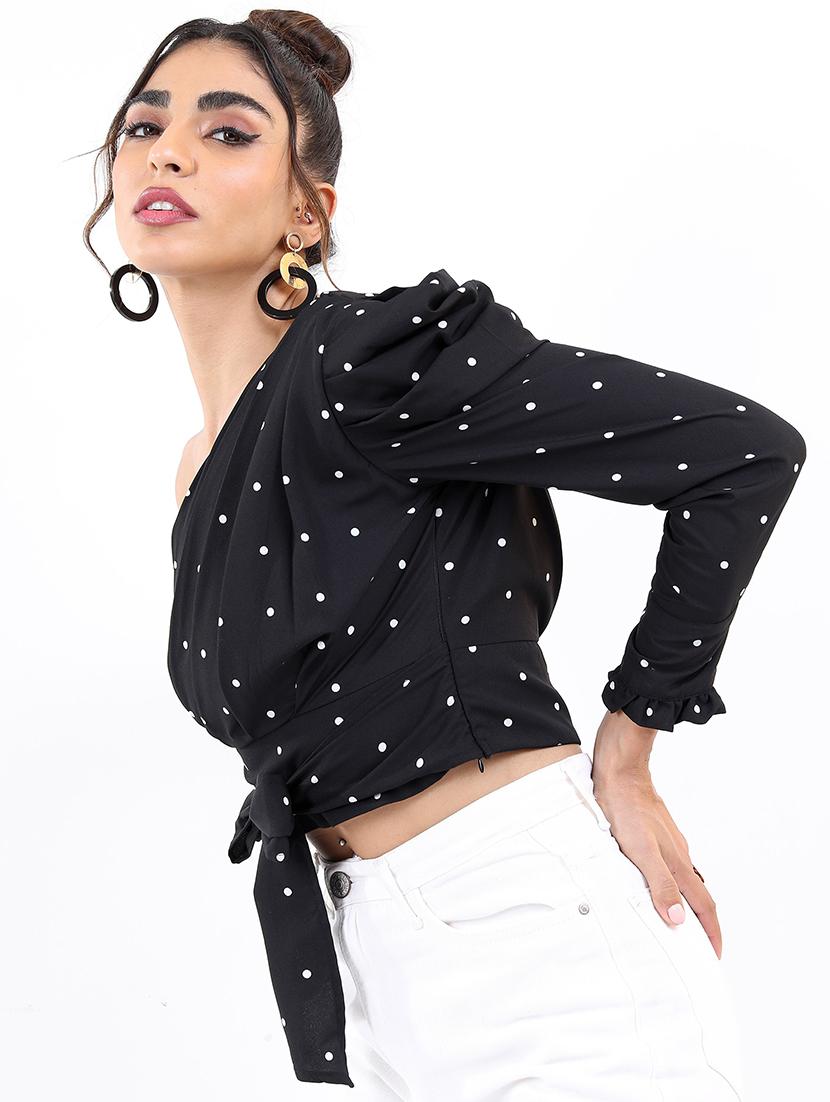 women black cotton blend crop top - 21376629 - Standard Image - 2