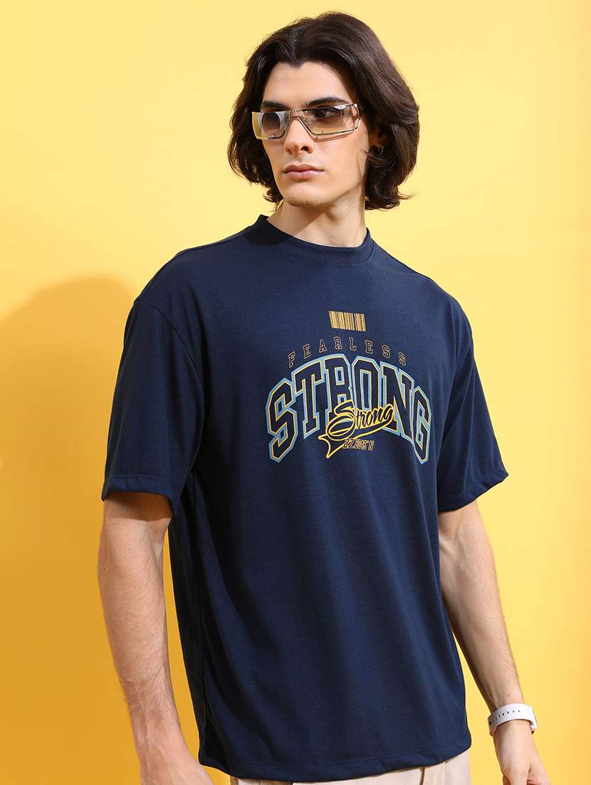 men round neck chest printed oversized t-shirt - 21376646 -  Standard Image - 2