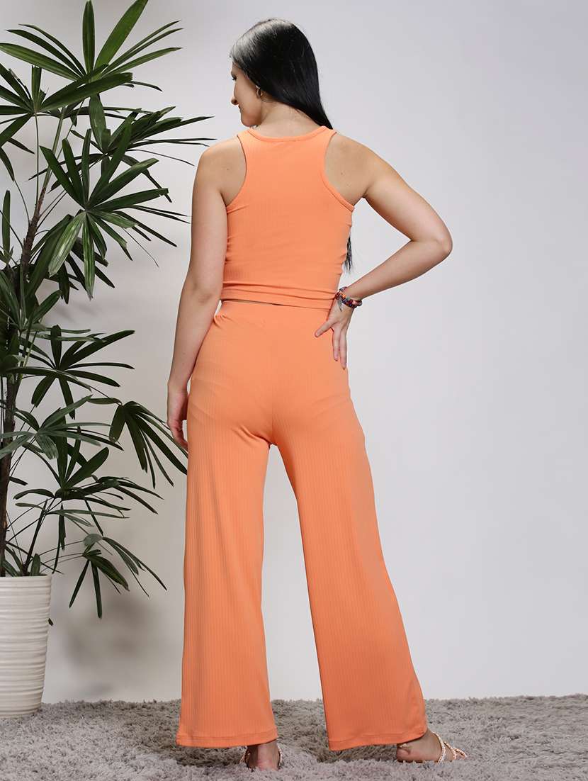 women orangetop palazzos solid cord-set - 21376704 -  Standard Image - 2