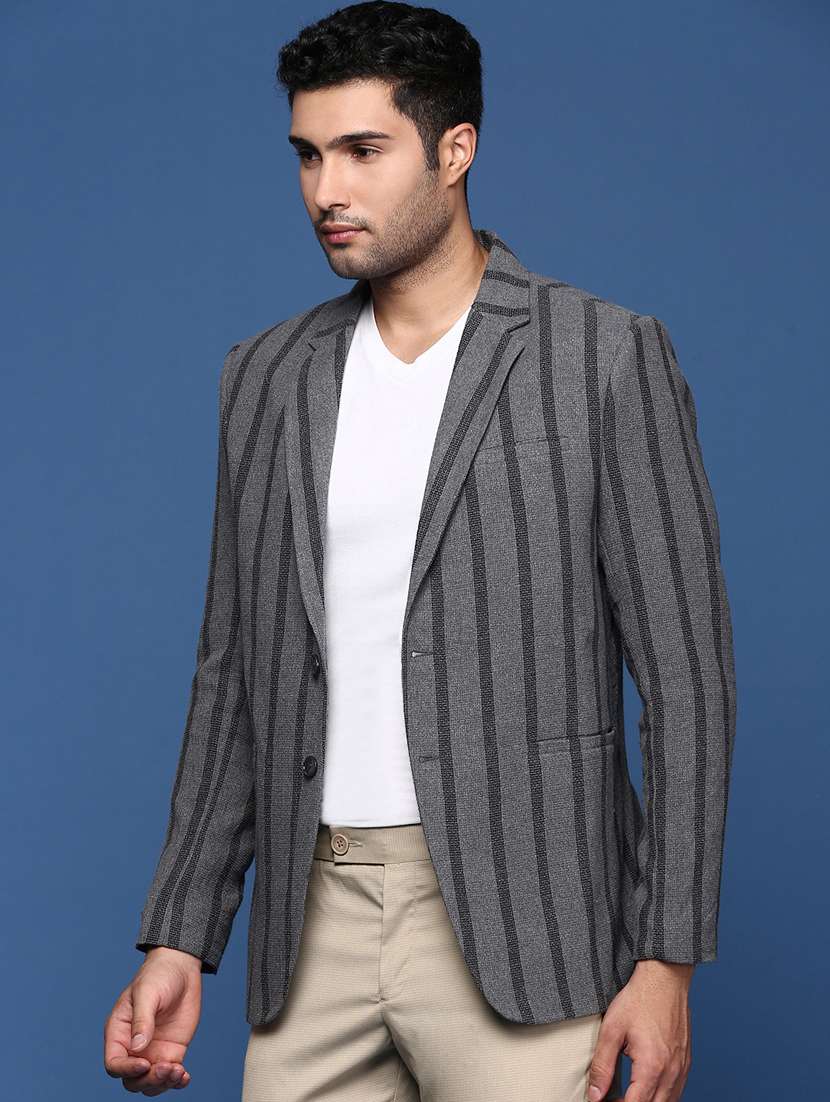 men striped single breasted casual blazer - 21376934 -  Standard Image - 2