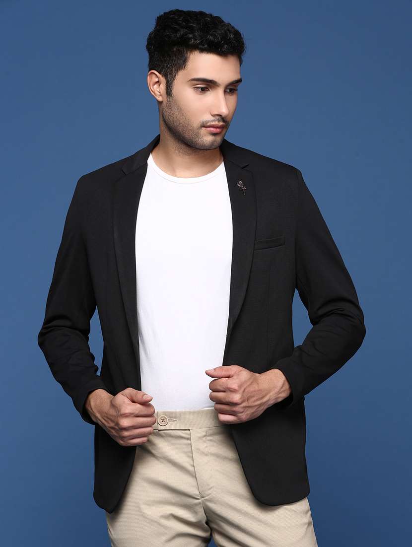 men long sleeved solid single breasted casual blazer