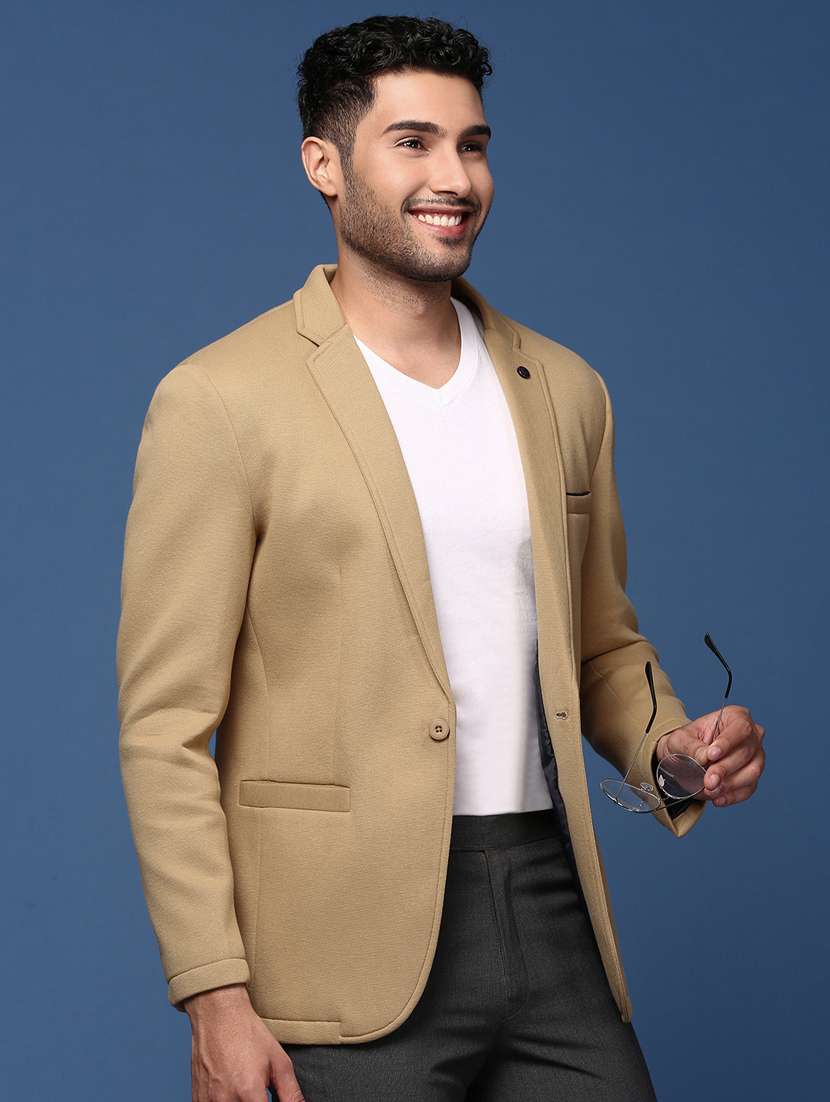 men solid single breasted blazer - 21376970 -  Standard Image - 2
