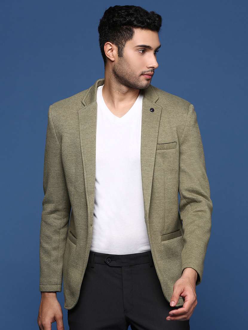 men long sleeved solid single breasted casual blazer