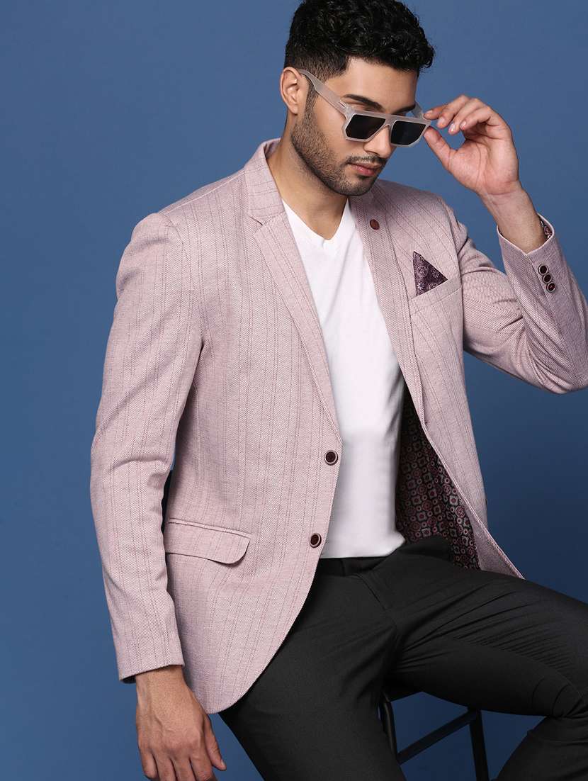 men striped single breasted blazer - 21376979 - Standard Image - 2