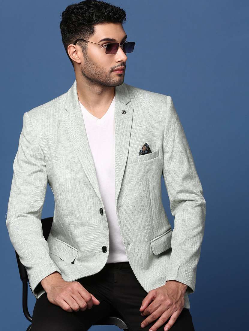 men long sleeved self design single breasted casual blazer - 21376981 -  Standard Image - 2