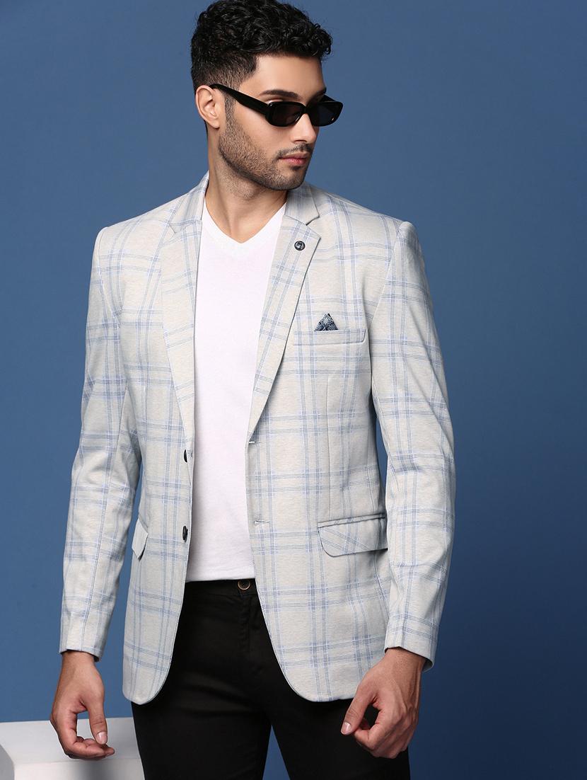 men checkered single breasted blazer - 21376983 - Standard Image - 2