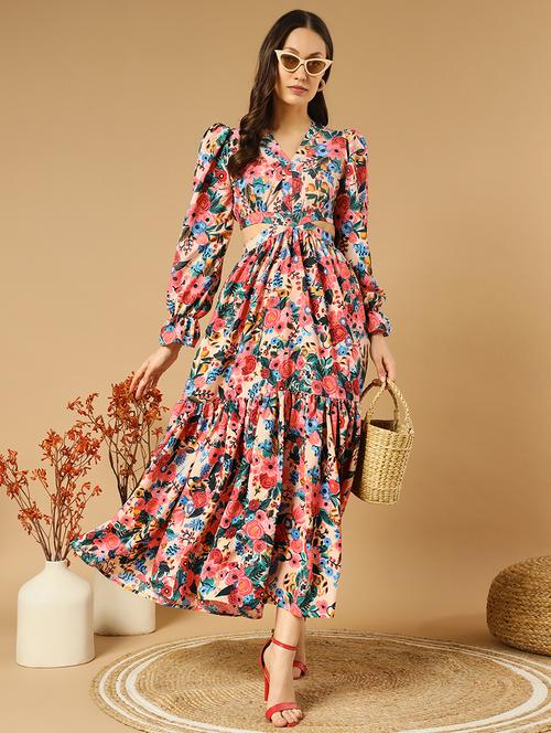 women floral print maxi tiered dress - 21376997 - Standard Image - 0