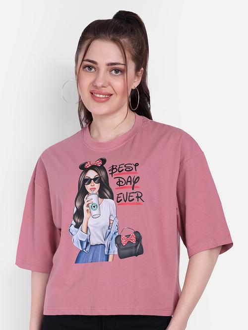 women round neck front print boxy t-shirt - 21377013 -  Standard Image - 0