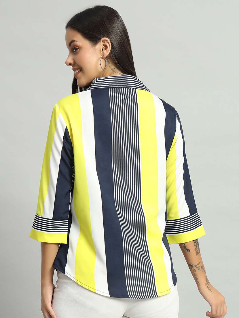 women striped collared shirt top - 21377039 -  Standard Image - 2