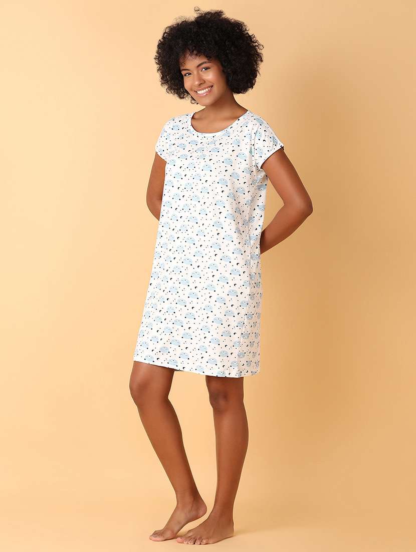women printed short sleeves nighty - 21378395 -  Standard Image - 2