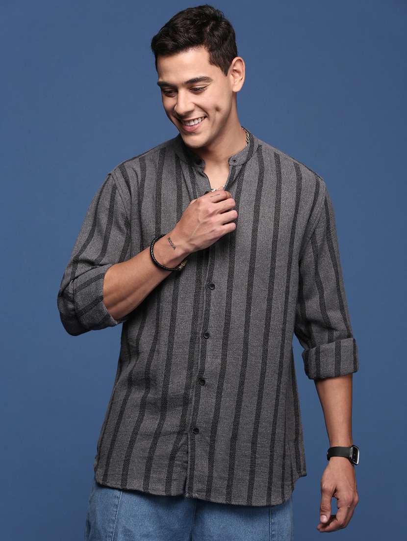 men striped cotton casual shirt