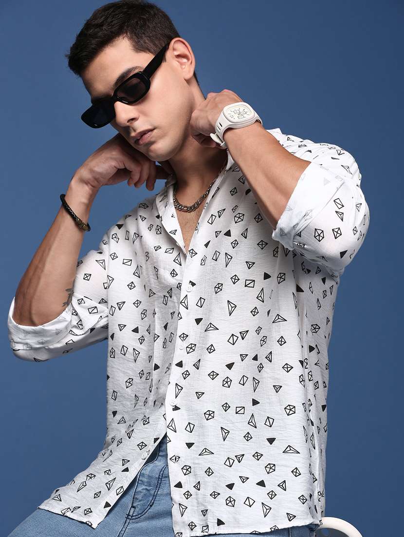 men long sleeved printed casual shirt - 21378759 -  Standard Image - 2