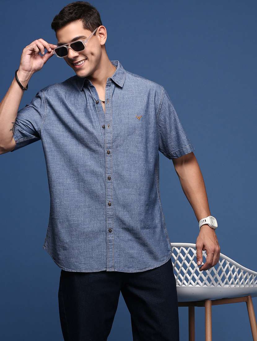 men solid cotton casual shirt - 21378781 -  Standard Image - 2