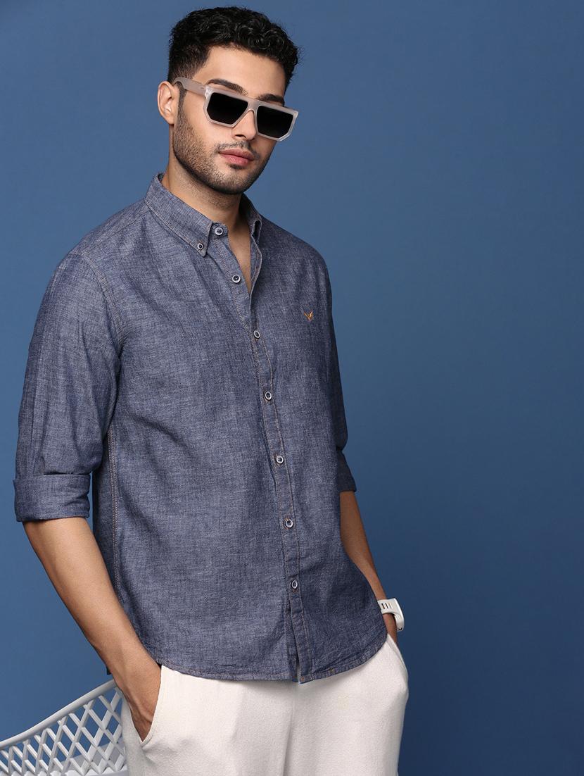 men long sleeved solid casual shirt - 21378785 - Standard Image - 2