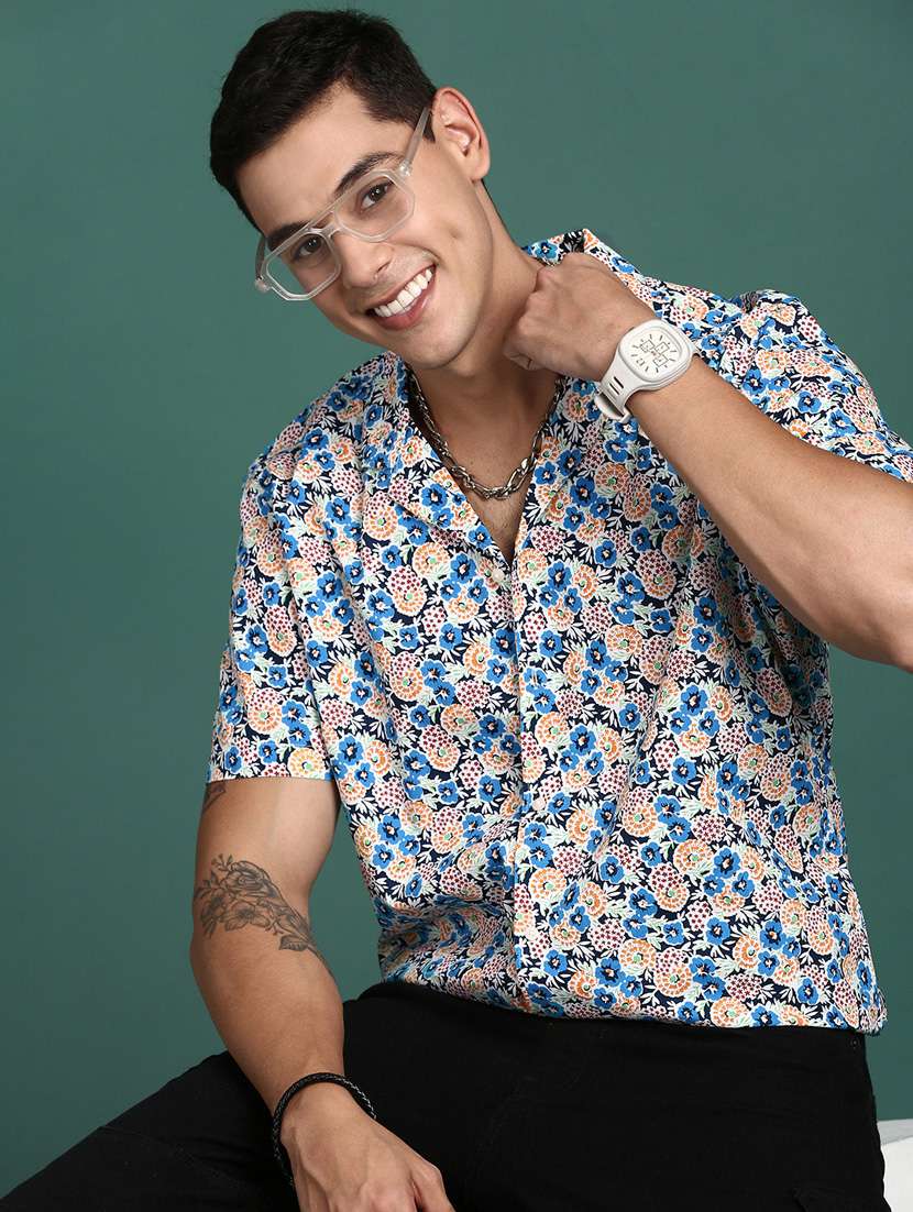 men floral print cotton casual shirt - 21378792 -  Standard Image - 2